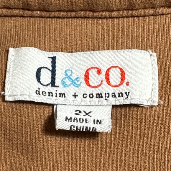 Denim & Co. Womens Brown Bling Buttons Chore 4 Pocket Coat Jacket SZ 2X HTF - Picture 3 of 10